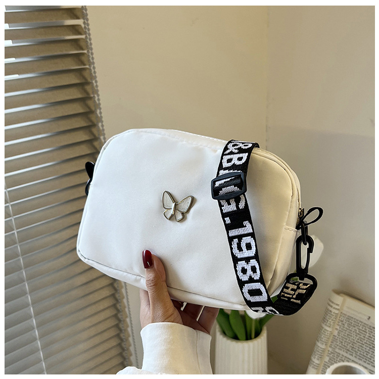 wholesale elegant butterfly simple small bag women's nylon cloth wide shoulder strap underarm bag casual shoulder solid color crossbody bag undefined
