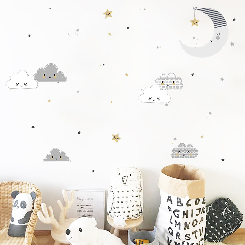 New Cartoon Clouds Moon Wall Stickers display picture 5