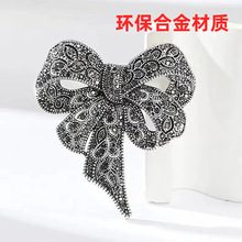 爆款复古镶钻蝴蝶结胸针女 欧美时尚高级感个性别针冬季胸花配饰