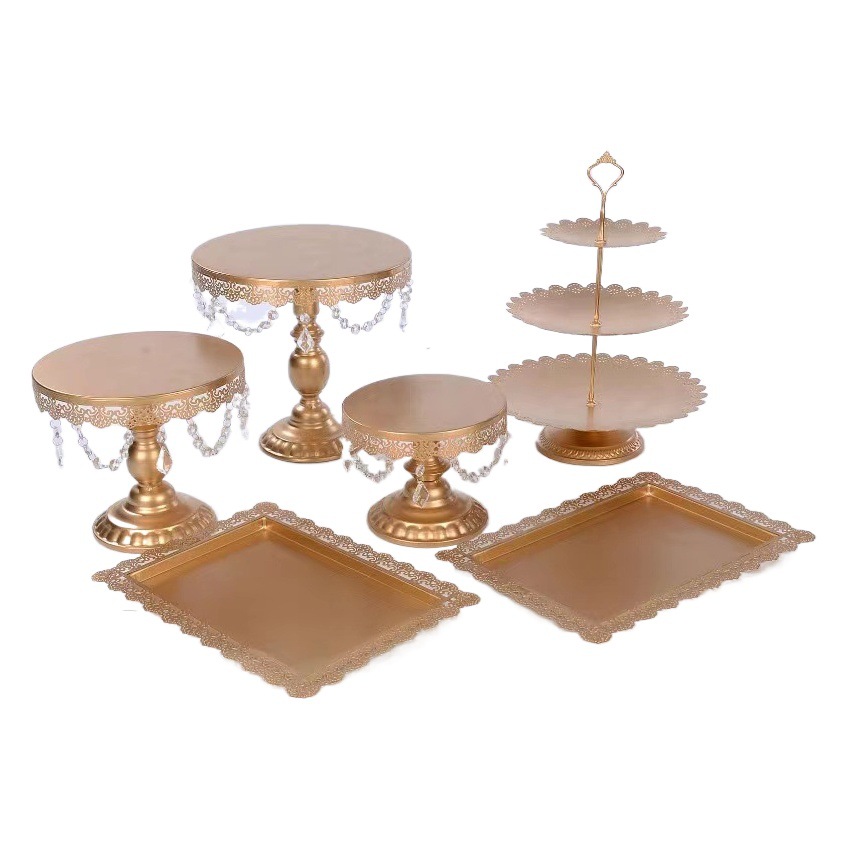Oro de la boda postre decoración Europea pastel soporte boda apoyos boda placa de la torta de hierro soporte 14 unidades traje