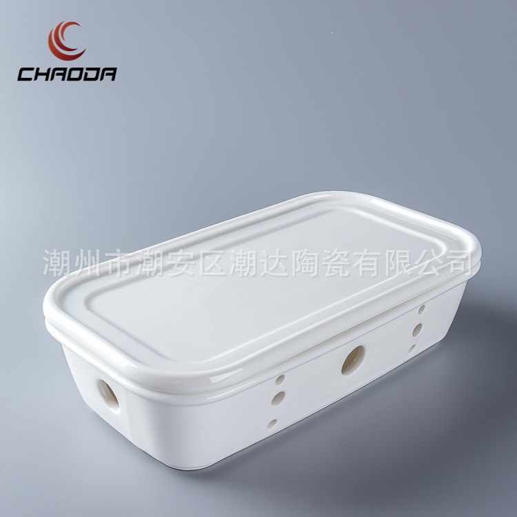Restaurant 12inch Ceramic Yuecheng Rectangular Roaster for Roasted Meat, Candle Alcohol Warmer, Heating Stove