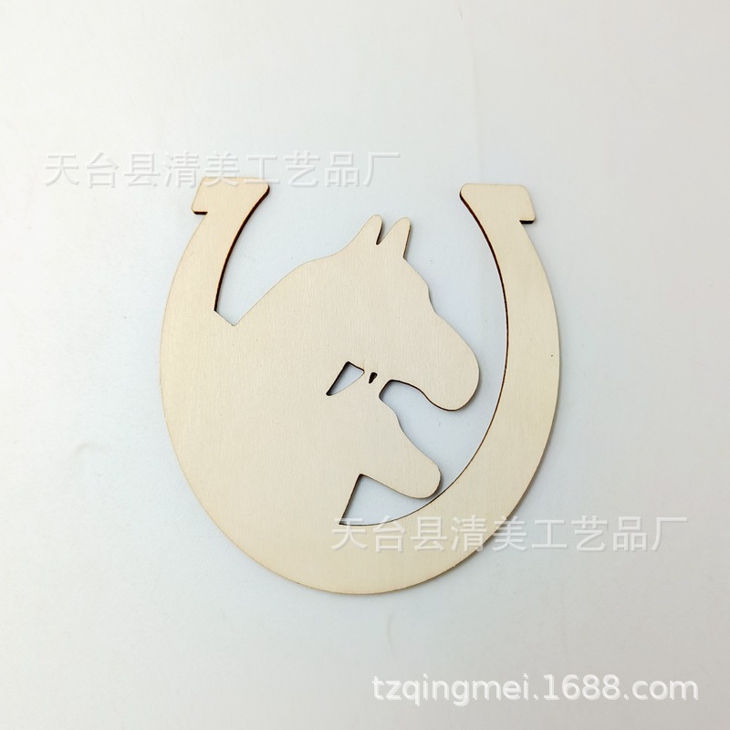 Cuatro tipos de registro herradura madera hueco chips DIY tallado colgante artesanía personalizada 24 unidades un paquete