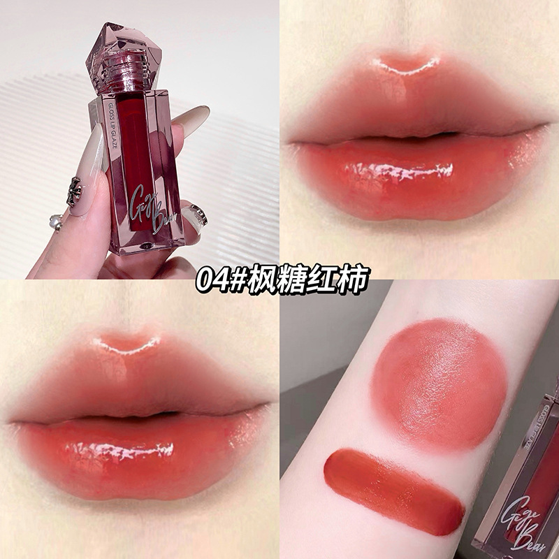 Gege bear cristal de diamante de agua esmalte labial brillante color duradero sin decoloración sin taza pura invierno otoño lápiz labial cosméticos