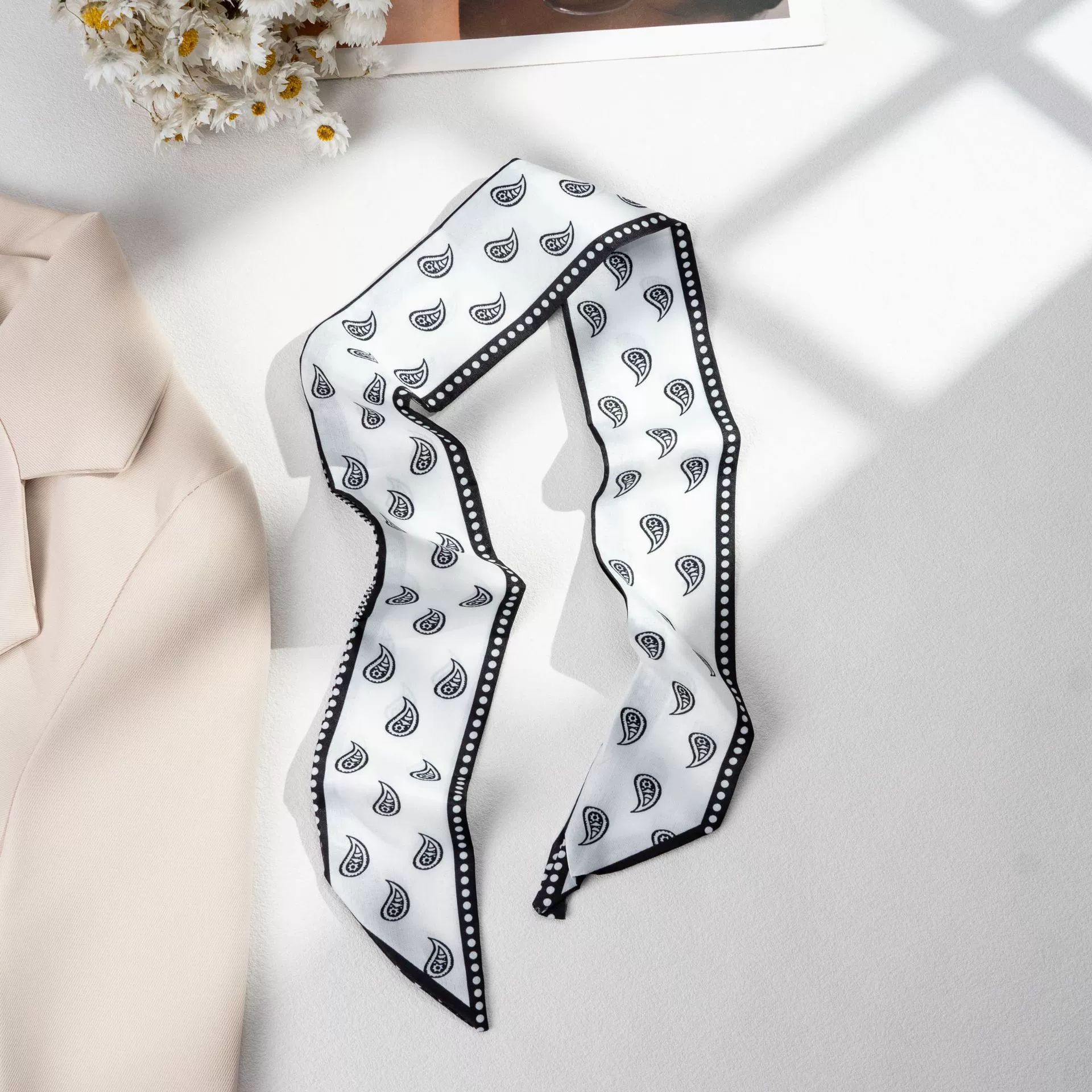 Silk Scarf Hairband (Suhang) long streamer 89×3.8 cm, lightweight gift box option