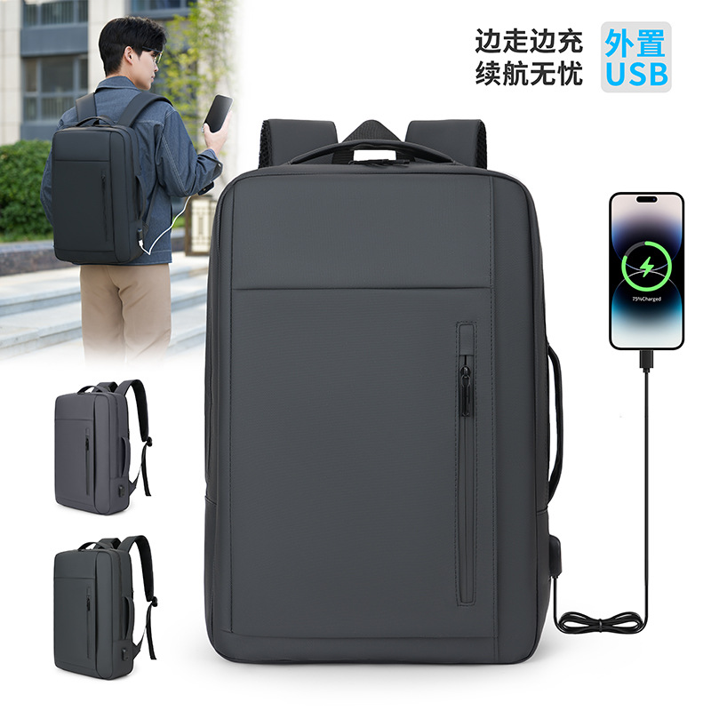 New Men's Lightweight Backpack with Usb, Commuter Computer Bag, Water-Resistant, Large Capacity, Expandable Business Backpack