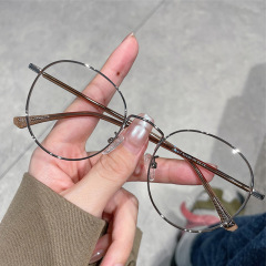 レトロ超軽量ファッションファッション金属円枠細い辺防ブルーレイ近視眼鏡女性ネット上配鏡起爆鏡フレーム