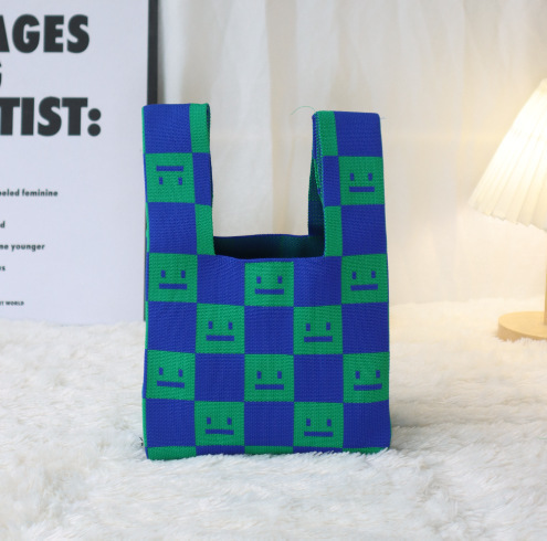 사각형 웃는 파란색과 녹색