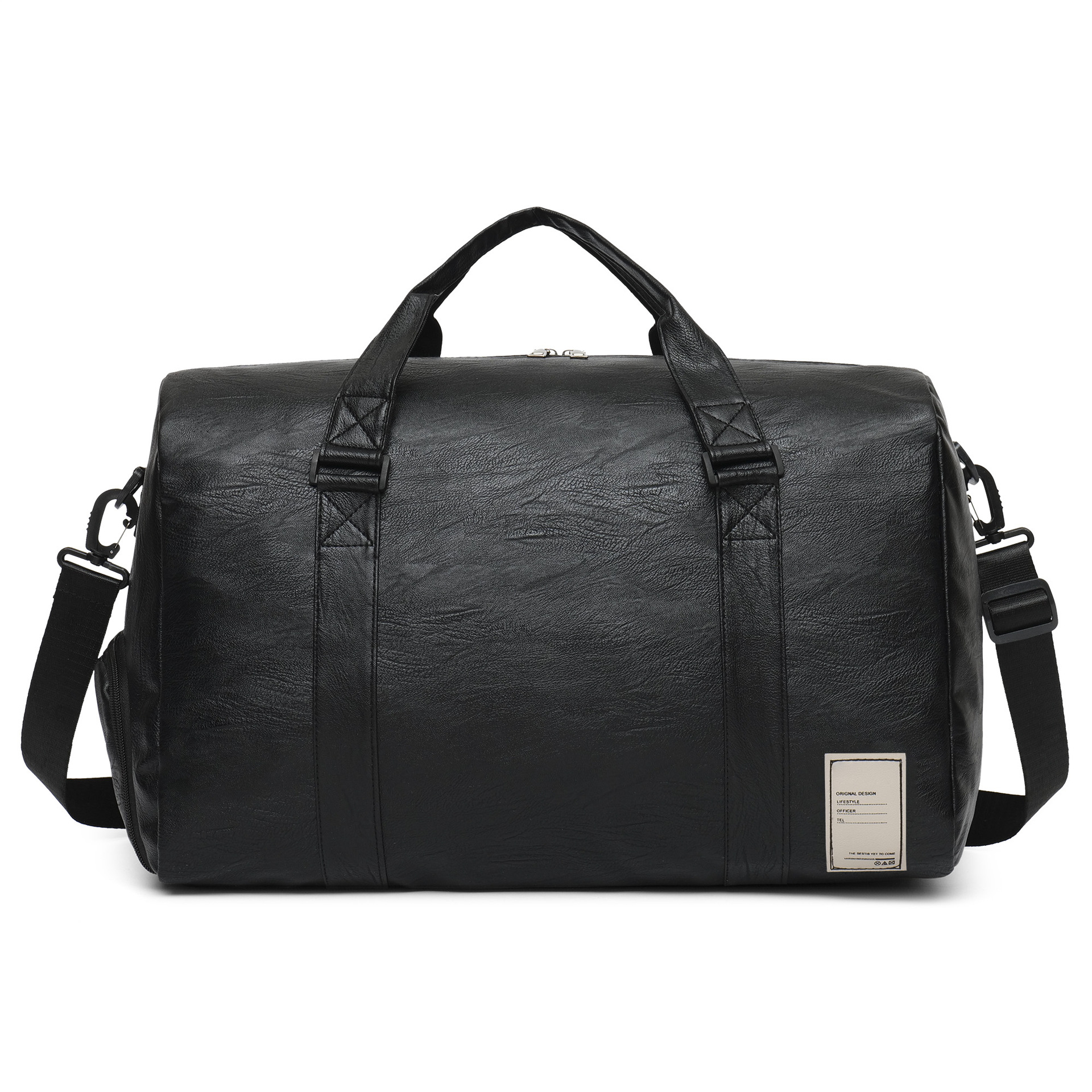 Bolsa de viaje de los hombres de gran capacidad de ocio deportes bolsa de fitness portátil pu textura a corta distancia bolsa de equipaje impermeable