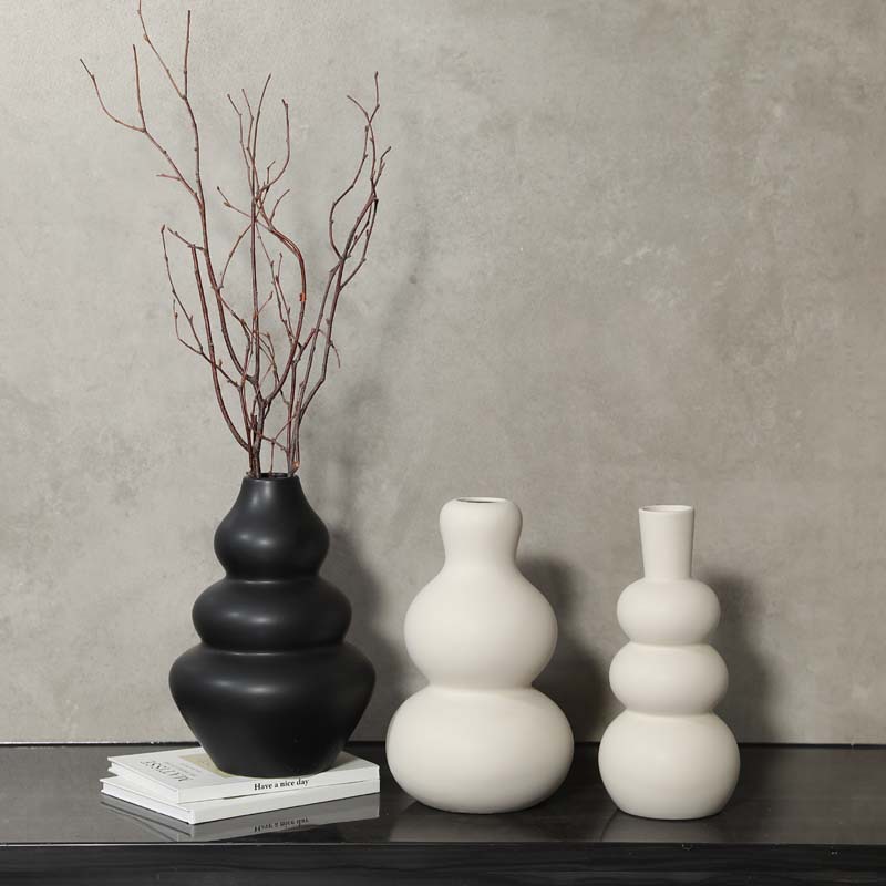 Florero de cerámica moderno en tonos blanco negro y gris decoración minimalista para hogar al por mayor