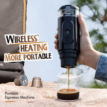 【跨境中性英文包装】无线加热电动意式咖啡机粉胶囊充电便携旅行