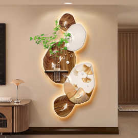 九鱼图玄关装饰画入户走廊正对门墙上挂画新款发光电视背景墙壁画