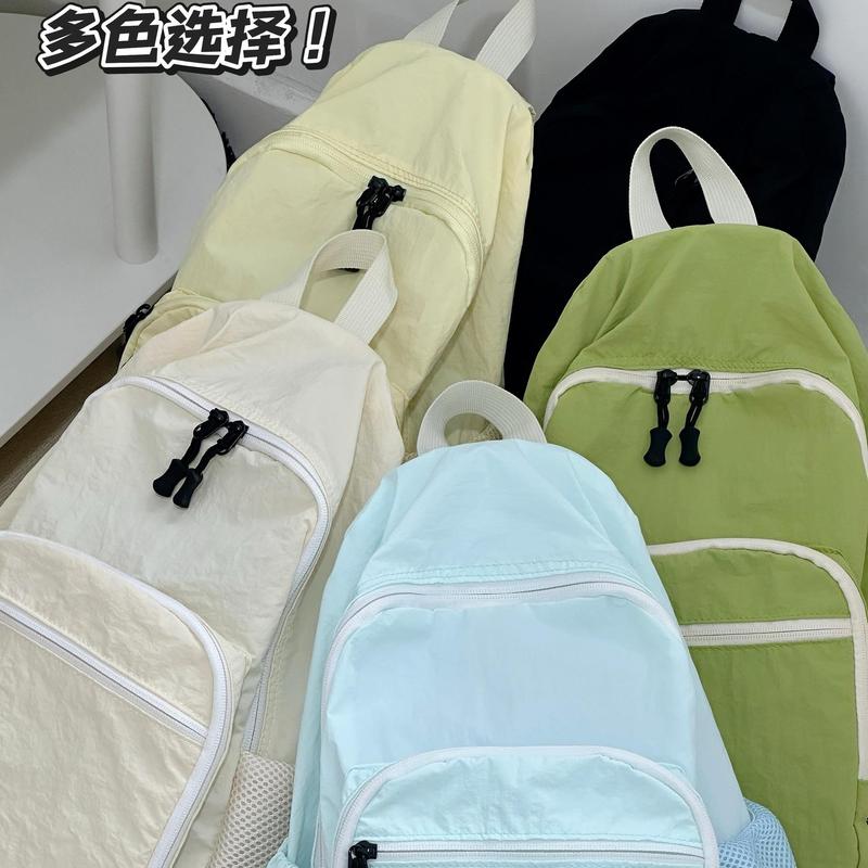 日系书包女大学生简约百搭旅行背包轻便户外登山包初高中生双肩包|undefined