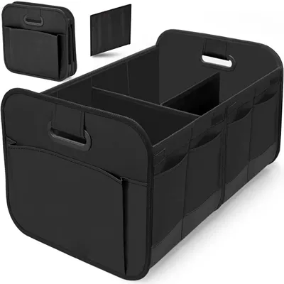 Cross-Border Multifunctional Oxford Cloth Car Storage Box Foldable Trunk Storage Box Partition Reinforced Storage Box (Car storage bag/box) - black-car-storage-box-593732