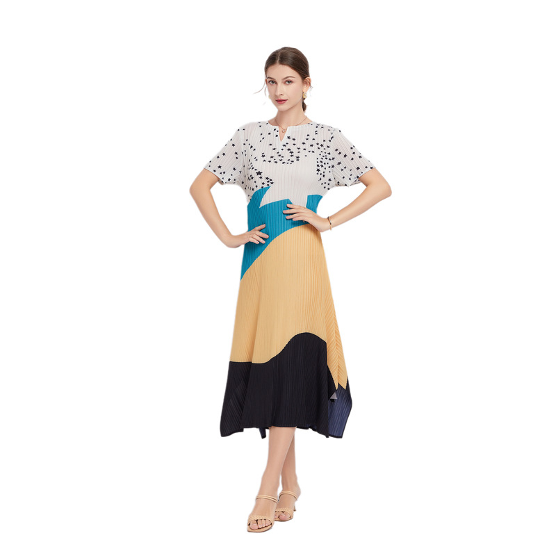 A6604 1010K VÁY ĐẦM LIỀN THÂN NỮ SONTYOR BIG SIZE NGOẠI CỠ NGẮN TAY MÙA HÈ PHONG CÁCH ÂU MỸ HỌA TIẾT HOA CỔ CHỮ V THỜI TRANG NỮ G03 SẢN PHẨM MỚI