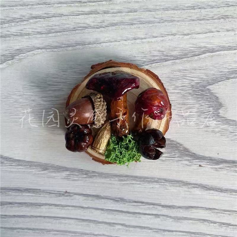 手作りの小さな天然木キノコキノコのアイデア冷蔵庫にプレゼントを貼って母の日をプレゼントします。|undefined
