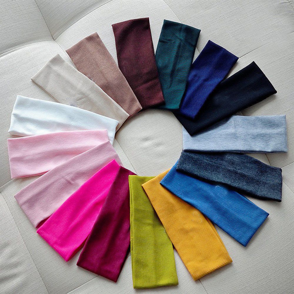 Yoga Hair Band Solid Color Wide Headband Outdoor Sports Elastic Non-Slip Anti-Sweat Headband Knitted Hair Band