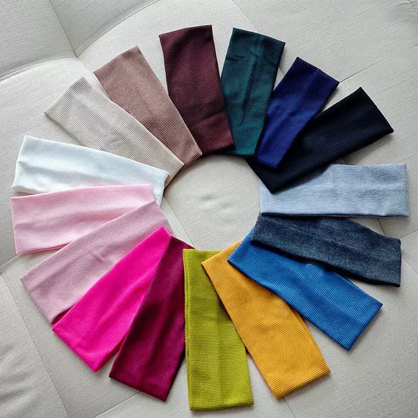 Yoga Hair Band Solid Color Wide Headband Outdoor Sports Elastic Non-Slip Anti-Sweat Headband Knitted Hair Band