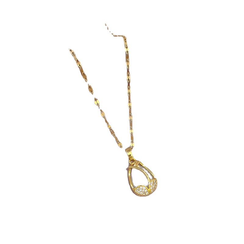 Collier léger et luxueux en zircon micro-incrusté de diamants, opale tulipe, pendentif en cuivre plaqué or véritable, insufflé de vent_voghion.com