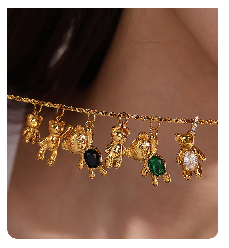 Cute Style 1 Piece 304 Stainless Steel PVD Coated Real Gold Plated Bear Polished Pendant