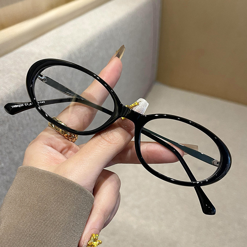 2025 nuevo estilo literario simple anti-luz azul gafas para ancianos montura gruesa montura ovalada gafas de lectura marco completo espejo plano