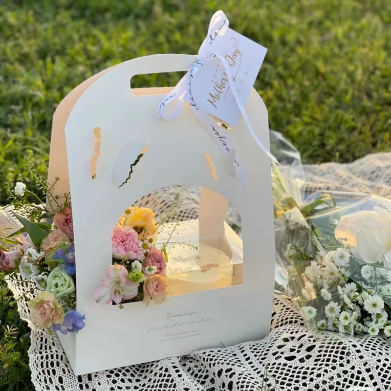 Regalo del Día de San Valentín mano llevar cesta de la flor hecha a mano DIY flor caja boda creativa mariposa caja con regalo mano
