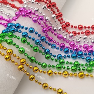 Electroplated Gold and Silver Colorful 8mm Earth Bead Chain Mid-Autumn Pagoda Decoration Performance Clothing Scene Stage Layout Accessories