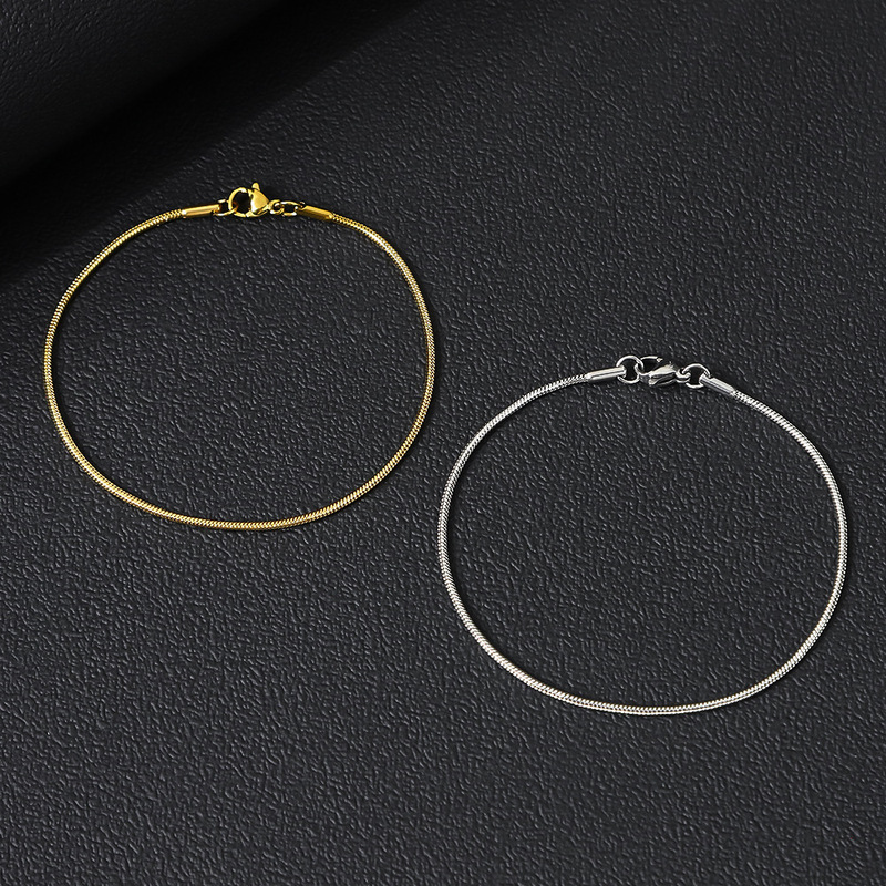 Cross-border stainless steel round snake bracelet, unisex, simple hip-hop style, personalized, non-fading snake bone chain, titanium steel bracelet Cross-border stainless steel round snake bracelet, unisex, simple hip-hop style, personalized, non-fading snake bone chain, titanium steel bracelet
