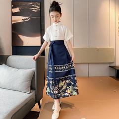 Chinese-style girl's set with Mamian skirt, summer children's wear, Ming-style improved Hanfu for little girls, thin ancient costume Tang-style dress