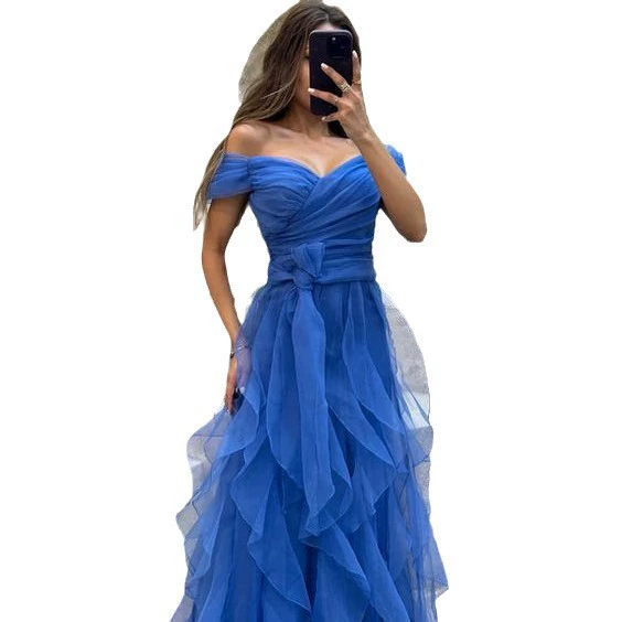 Solid long tube top, elegant evening dress, for import, open shoulders, slim fit