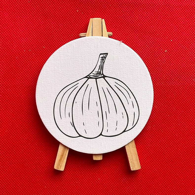 10圆形桌面迷你油画框儿童diy美术涂鸦木质小画架创意纯棉油画板|undefined