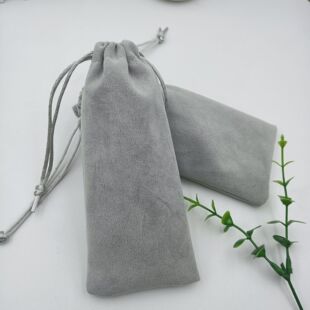 Gray Velvet Flat Flap Pocket Pants Mobile Power Bank Data Cable Headphone Storage Bag Free Printable Logo Packaging