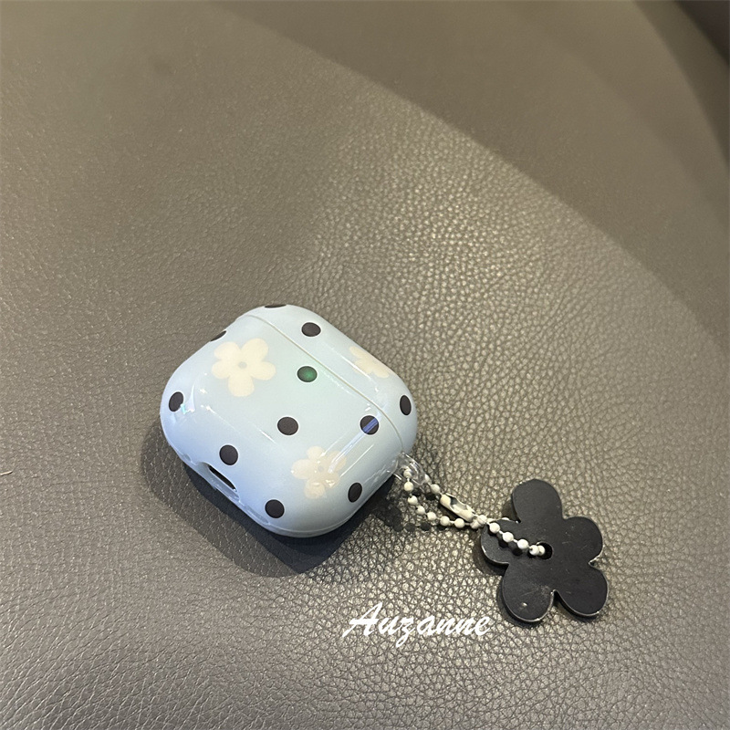 小众ins波点花朵带挂件适用AirPods3/4代苹果耳机壳保护套Pro2女|undefined