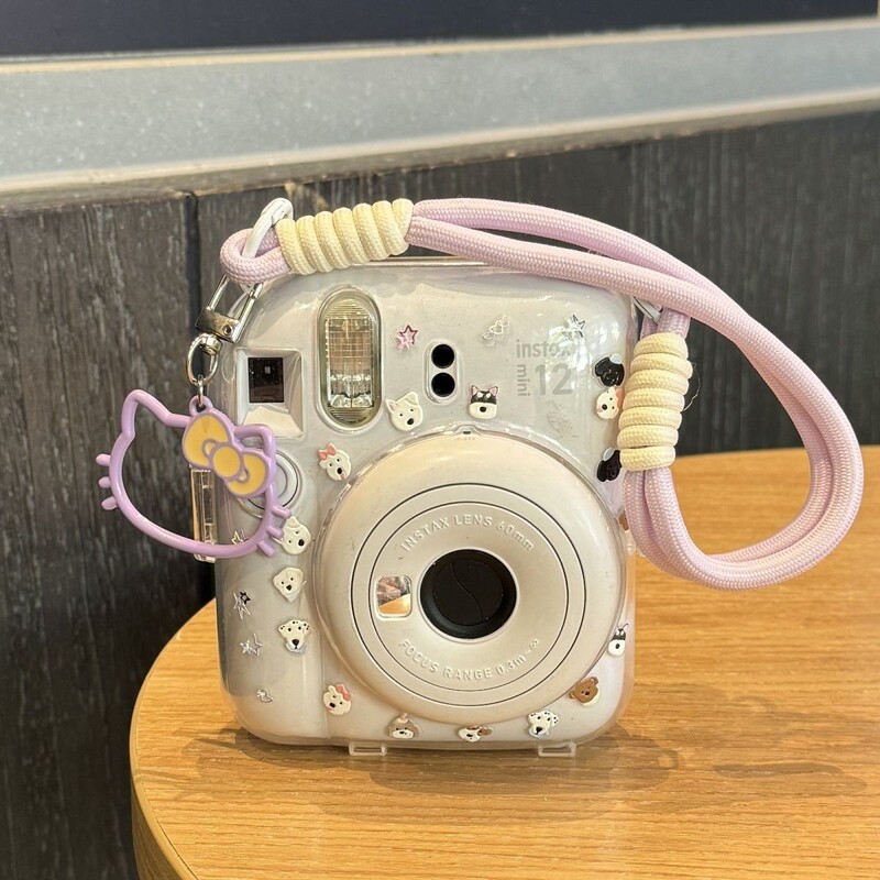 [Mini12 Transparent Case] Instax Crystal Case Polaroid Hard Shell Camera Protective Case Case Chain
