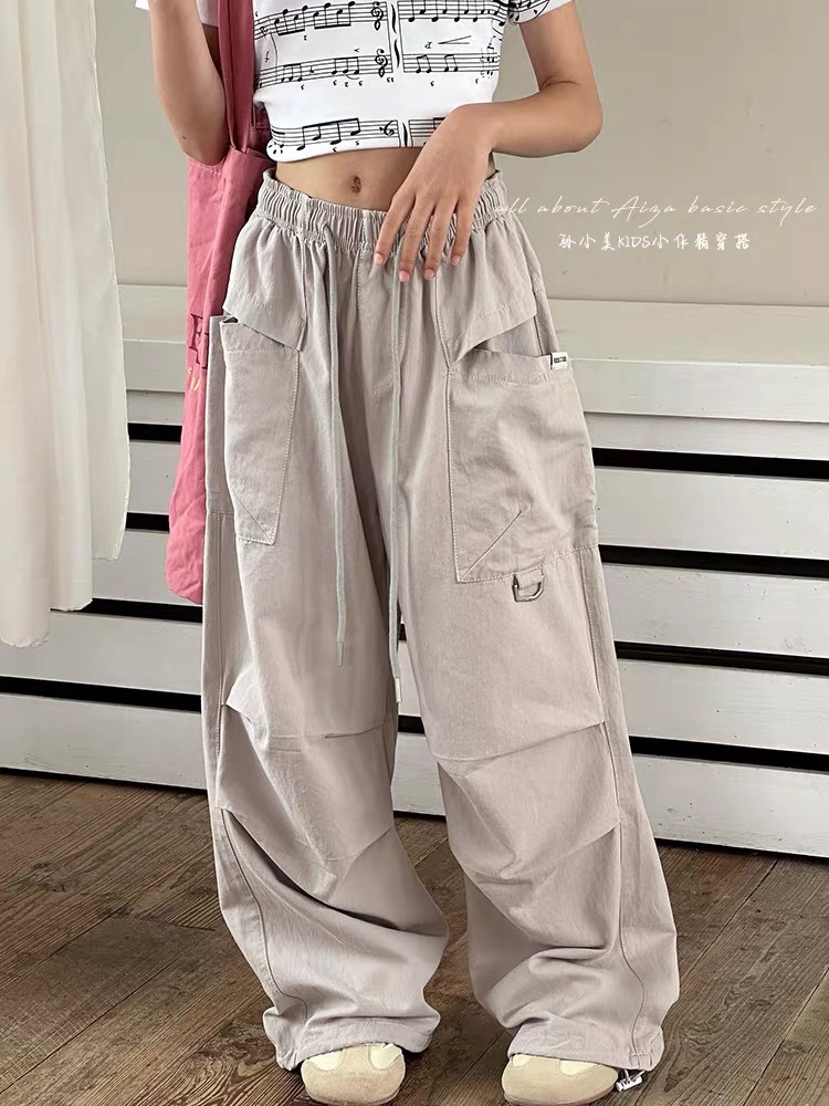 Girls' Spring Cargo Pants 2026 New Style Children's Pants for Big Kids Stylish Casual Pants Spring/Summer Straight Leg Long Pants Thin