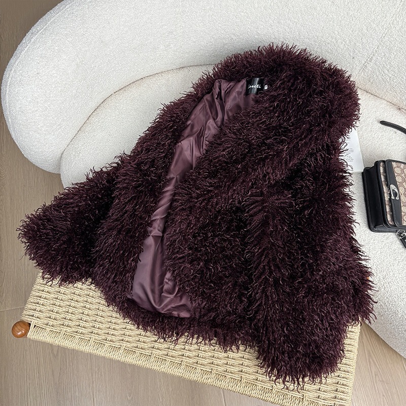ZLS cross-border loose-fitting, curly faux fur trench coat, long-sleeved, faux fur-like outerwear, women's furry cardigan, winter ZLS cross-border loose-fitting, curly faux fur trench coat, long-sleeved, faux fur-like outerwear, women's furry cardigan, winter