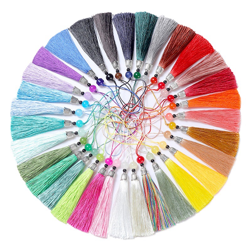 Silver Tassel Small Pendant Bookmark Sachet Hanfu Tassel Fan Pendant Gift Box Phone Charm Sachet Beaded Tassel