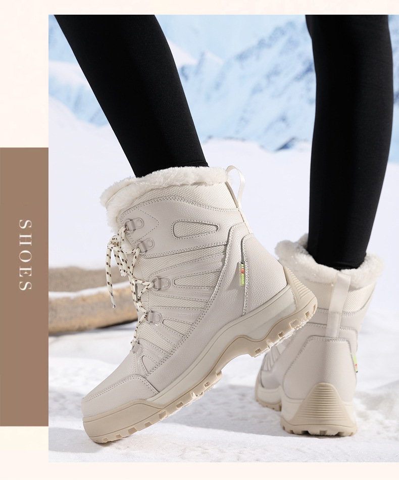 Winter Snow Boots, Plush Warm Cotton Shoes, Wear-resistant And Windproof Sports, Outdoor Hiking Shoes, High Top Women's Boots, Cross-border Plus Size_voghion.com