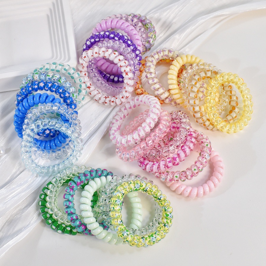 35g Weight Telephone Cord Hair Tie Hair Accessories Type 1 Set Quantity Holiday, Daily Occasion Plastic Material Color Block Pattern Women's Gender Simple Style, Classic Style Style Women's Simple Style Classic Style Color Block Plastic Telephone Cord Hair Tie 无