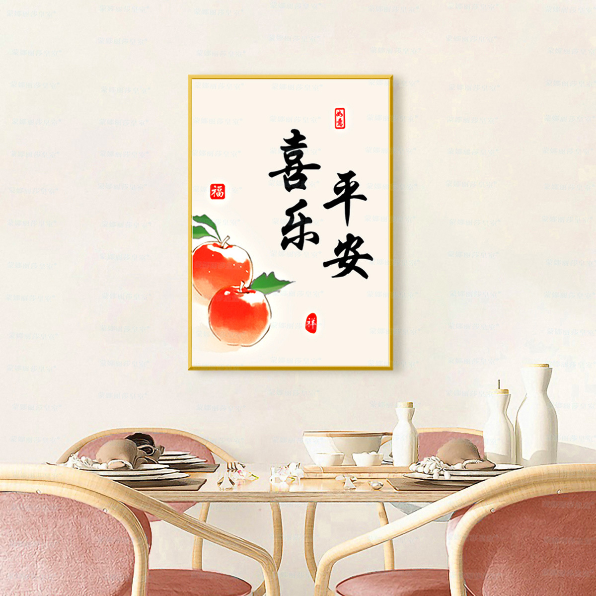Mona Lisa Real bordado cruzado paz, alegría, bendiciones auspiciosas, entrada de la sala de estar china, bordado de hilo cálido a mano image 3
