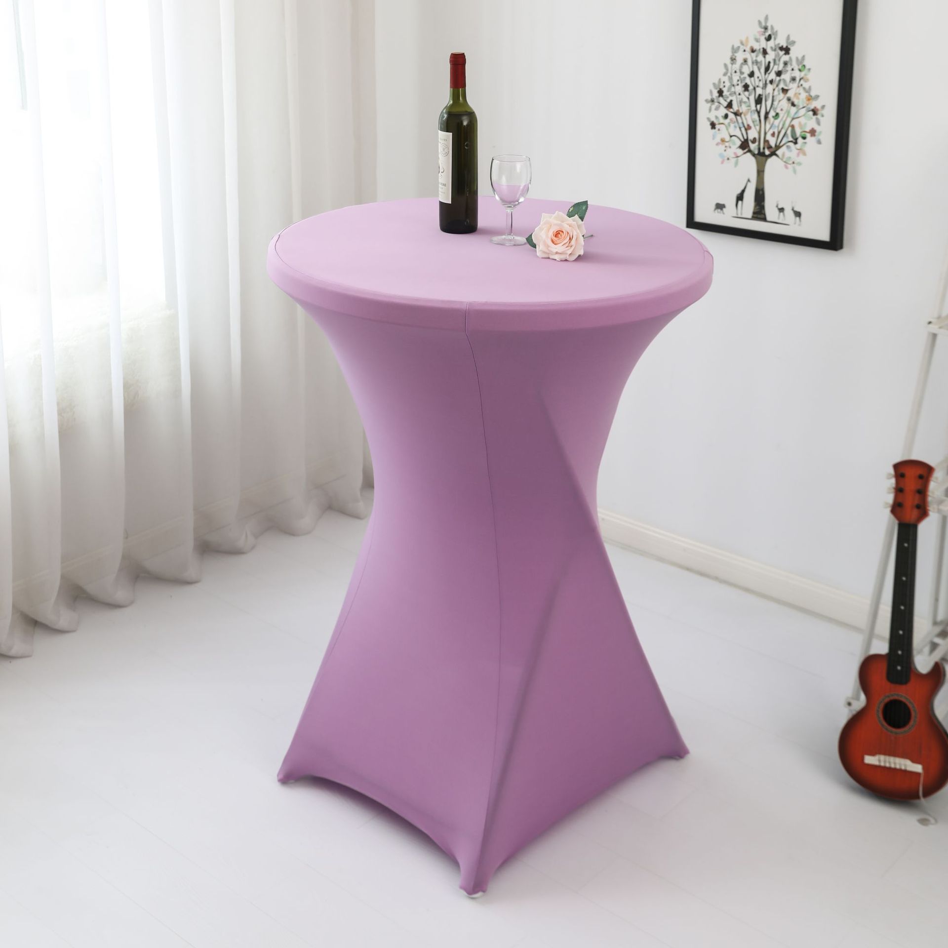 Amazon sólido barra mesa de comedor cubierta de mesa de banquete cóctel cubierta de mesa redonda tela de mesa elástica tabla de pies altos