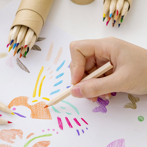 Creative 12-color barrel colored pencils student painting graffiti colored lead advertising printable LOGO wholesale