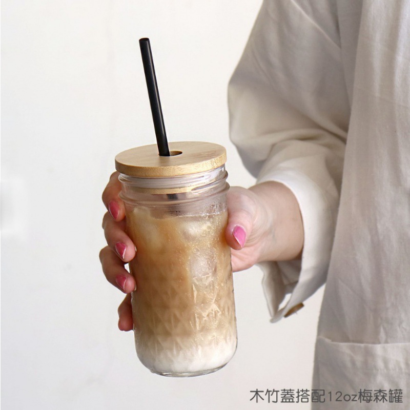 Venta caliente de Amazon transfronterizo Mason Cup tapa de bambú y madera con agujero taza de bebida tapa de frasco sellado tapa de botella de silicona bebida
