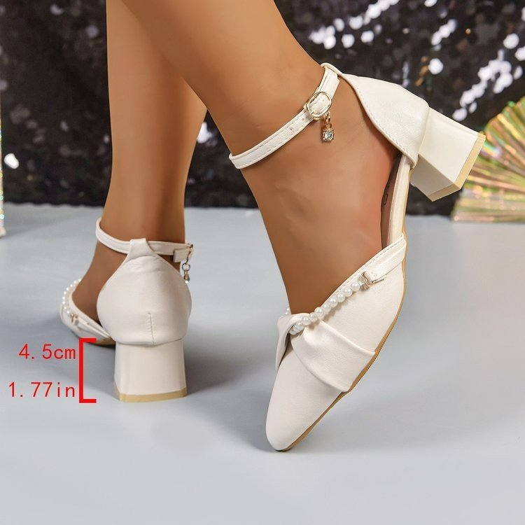 Sandalias de Tacón Alto Francesas de Tela y Caucho, Puntiagudas, Tacón Medio, para Verano image 5