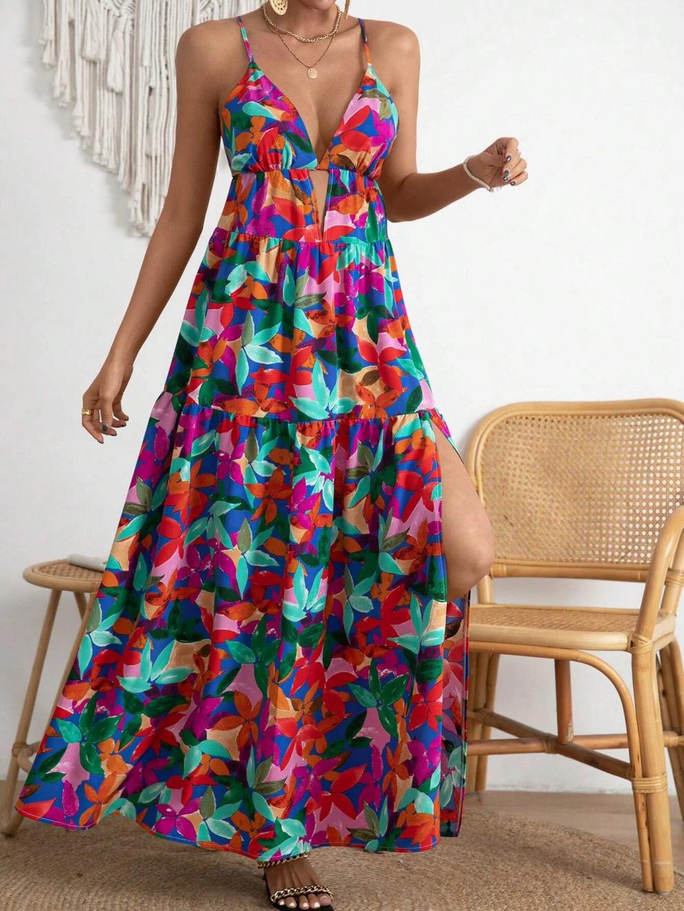 Sleeveless Sleeve Length Wholesale Women's Casual Vacation Streetwear Multicolor Floral Holiday Banquet Selfie Strap Sleeveless Strap Dress