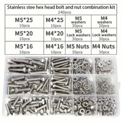 240 個の外国貿易高品質ステンレス鋼、ナットとガスケットの組み合わせセット付き外側六角ネジ