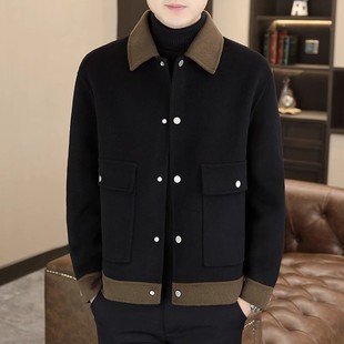 Light Luxury Double-sided Woolen Coat Men's High-end Autumn and Winter Slim-fit Short Korean Style Fashionable Handsome Comfortable Woolen Coat