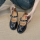 French Retro Thick-soled Mary Jane Shoes Women's Shoes 2025 Round Toe Shallow Mouth One-line Buckle Thick High-heeled Single-layer Shoes Women's New Arrival Shoes