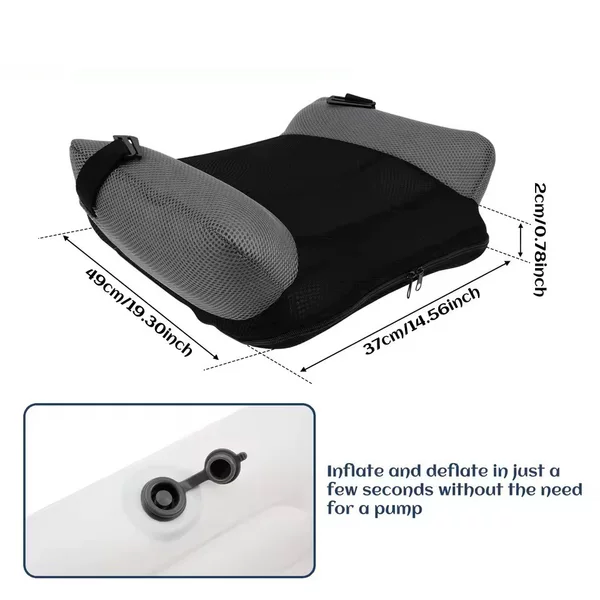 Inflatable seat heightening cushion, inflatable back cushion, seat heightening pad, portable outdoor camping heightening cushion