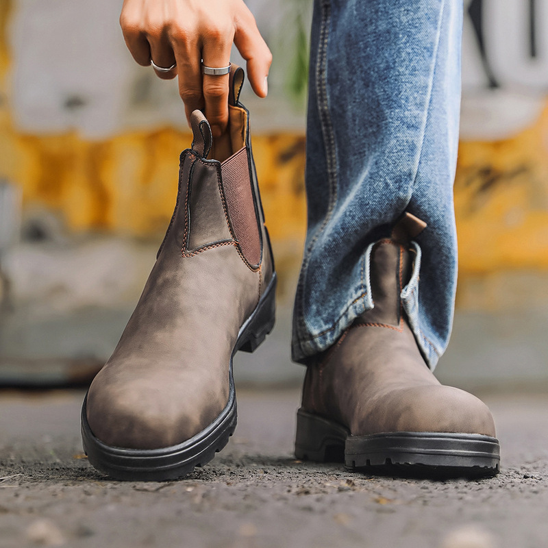 Nansheng Shoes Hpiopl6585 Color-Matched Unisex Chelsea Couple's Leather Boots Opp Bag Packaging Without Shoe Box