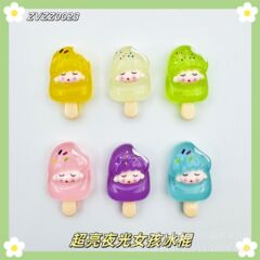 発光少女アイスキャンディー花動物かわいい蝶ミニチュアアイスキャンディー樹脂 DIY アクセサリー義烏ドロップシッピング